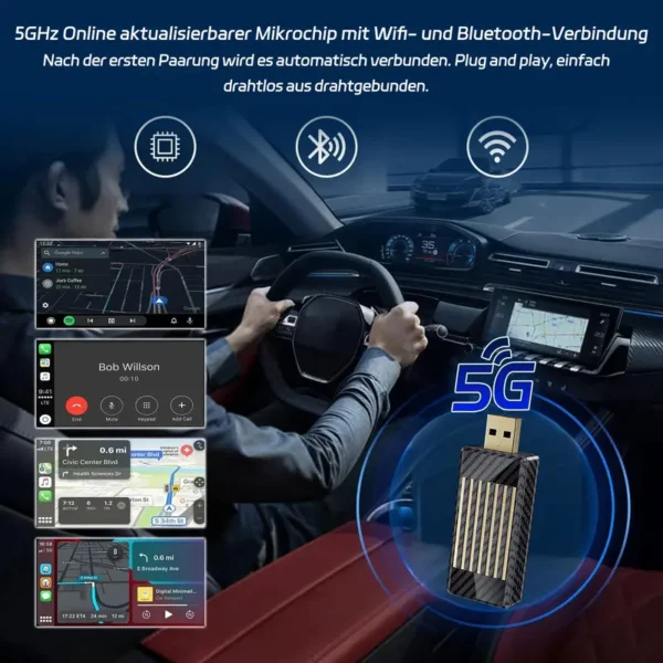 Mini Al Box, Streaming Netflix / Youtube / Tiktok zu Ihrem Auto!  2-in-1 Wireless CarPlay und Android Auto Adapter, werkseitig kabelgebunden, geeignet für CarPlay Autos - Image 6